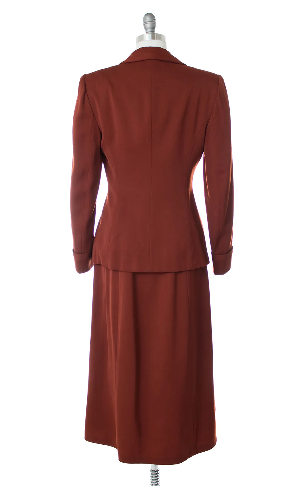 1940s Rust Orange Wool Gabardine Skirt Suit | medium