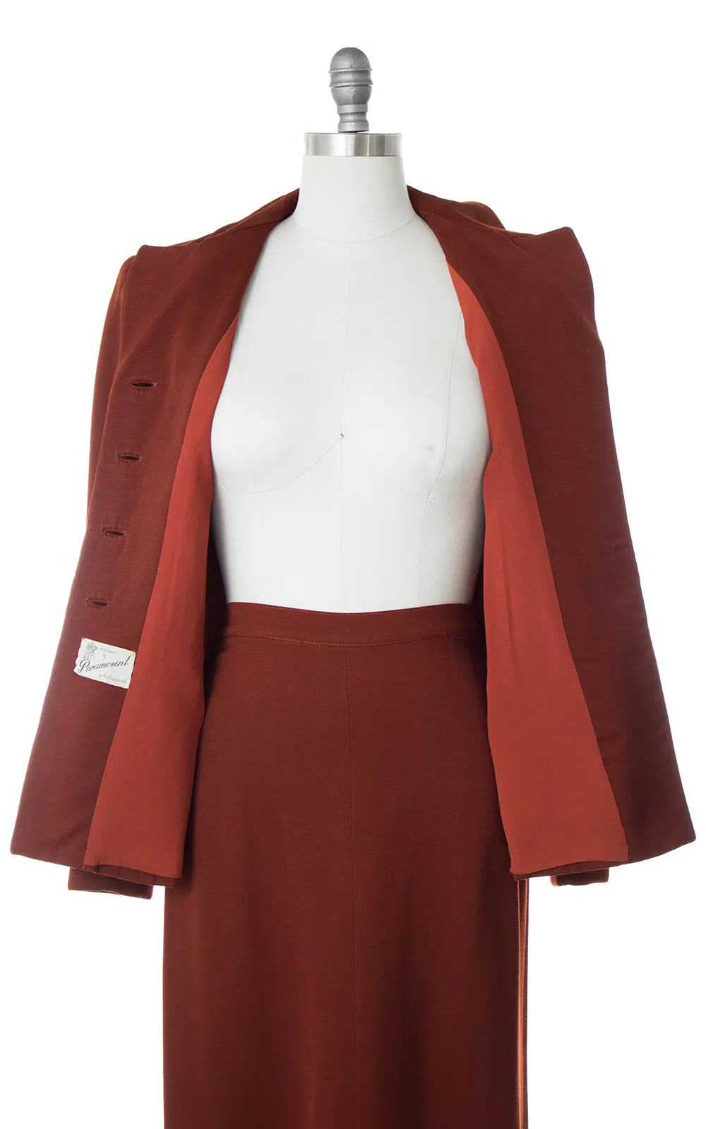 1940s Rust Orange Wool Gabardine Skirt Suit | medium