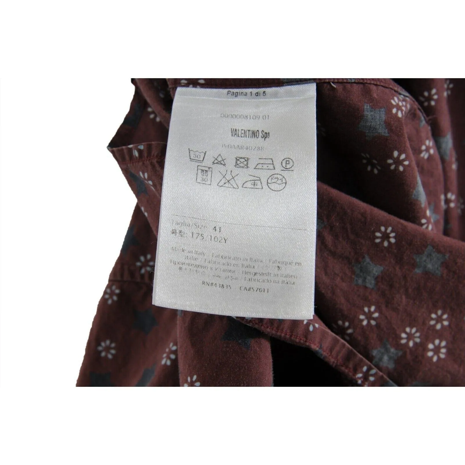 3/4 Burgundy Red Star Button Down Shirt