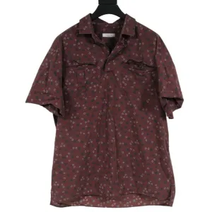 3/4 Burgundy Red Star Button Down Shirt