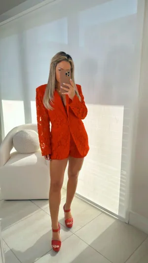 4155 Lace blazer and short set