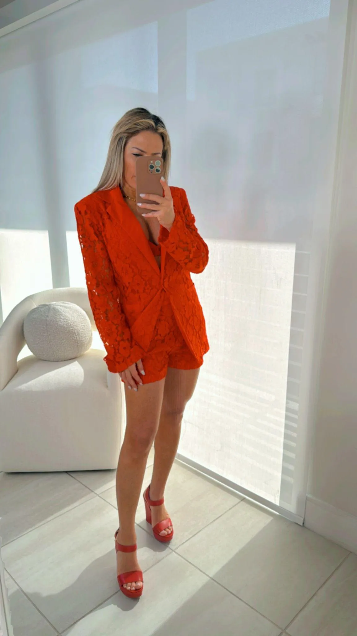 4155 Lace blazer and short set