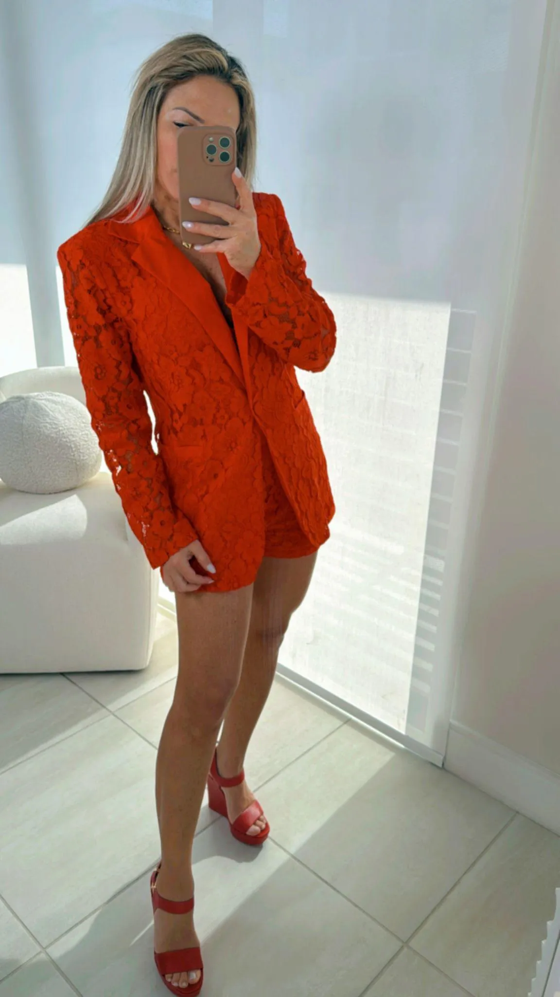 4155 Lace blazer and short set
