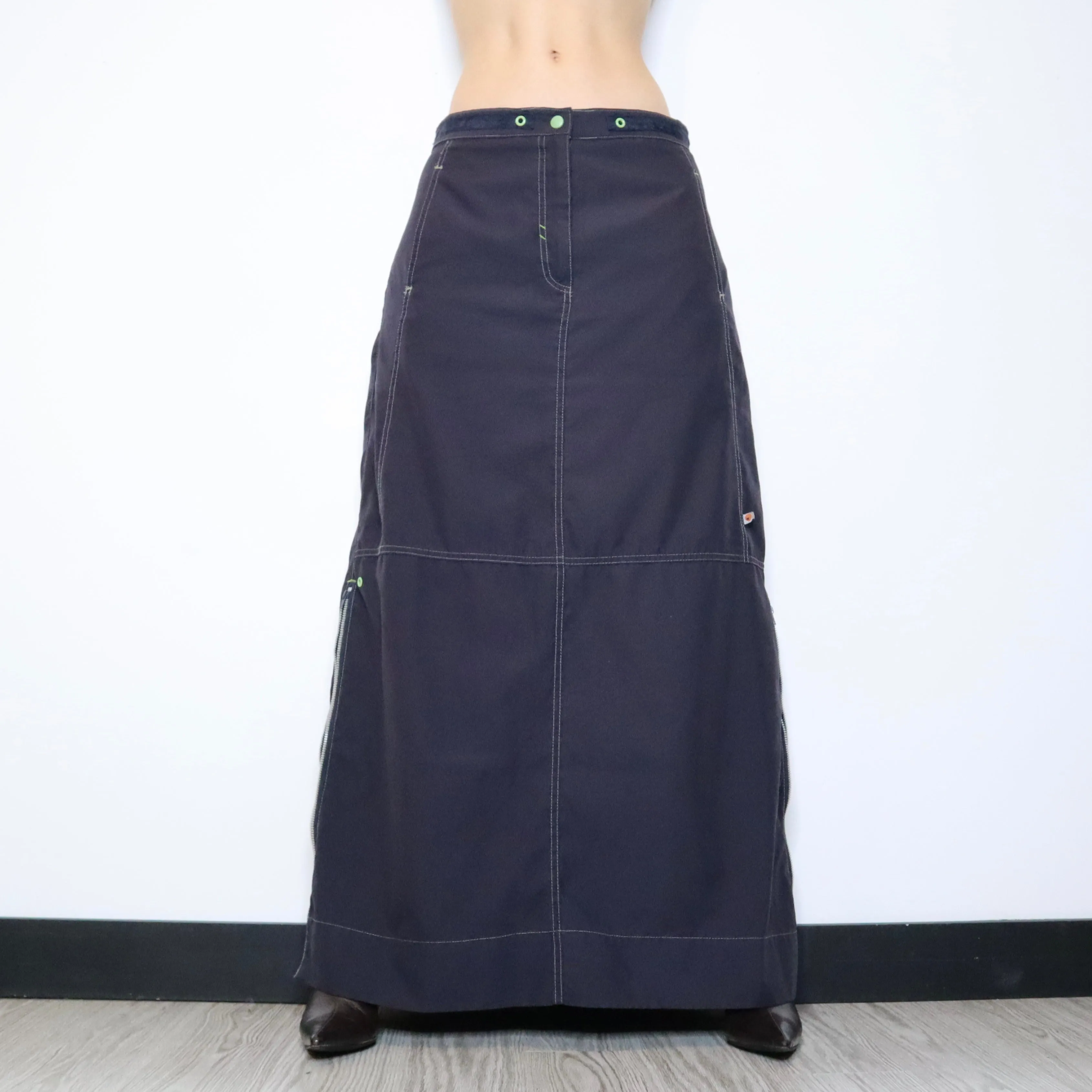 90s Navy Cargo Maxi Skirt (M)