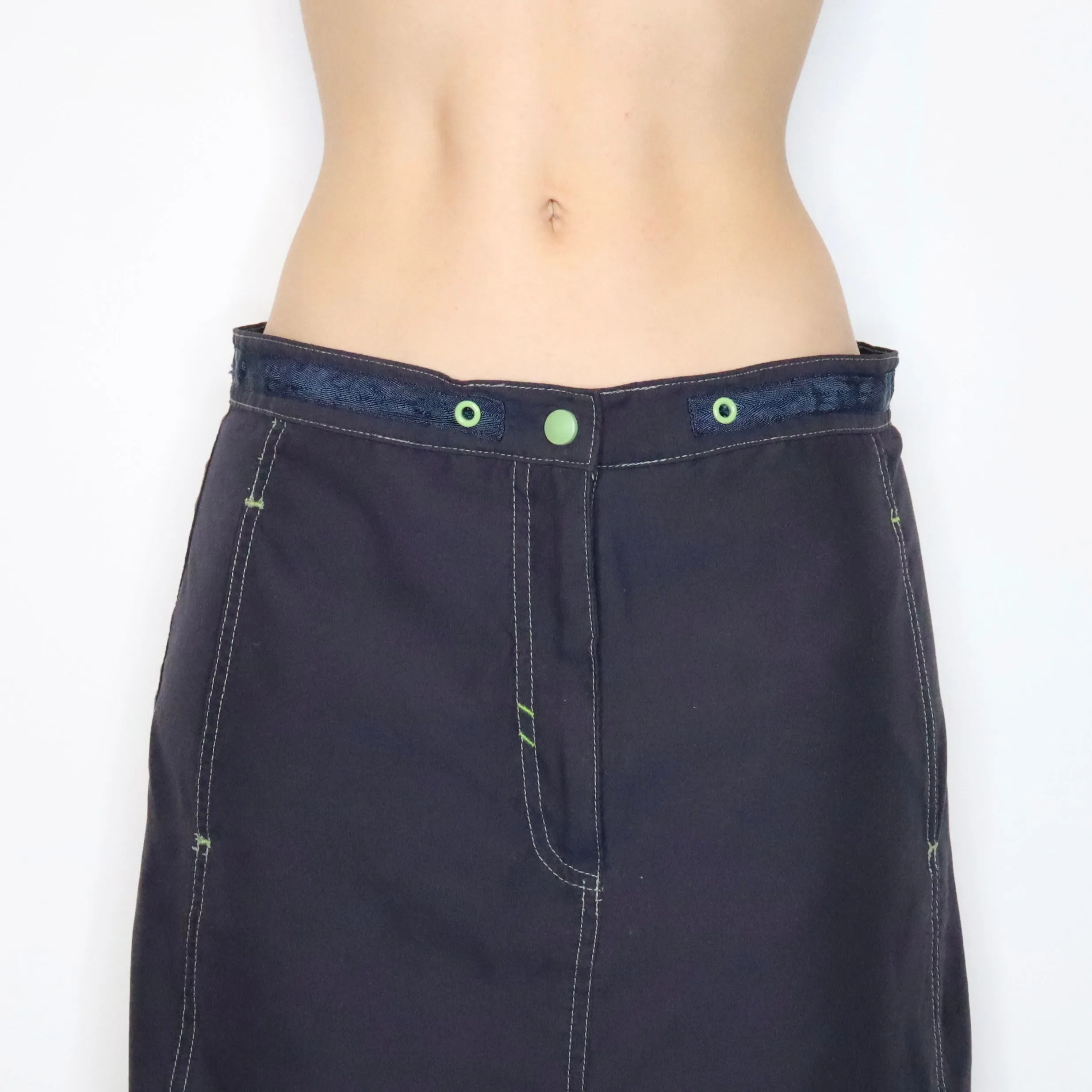 90s Navy Cargo Maxi Skirt (M)