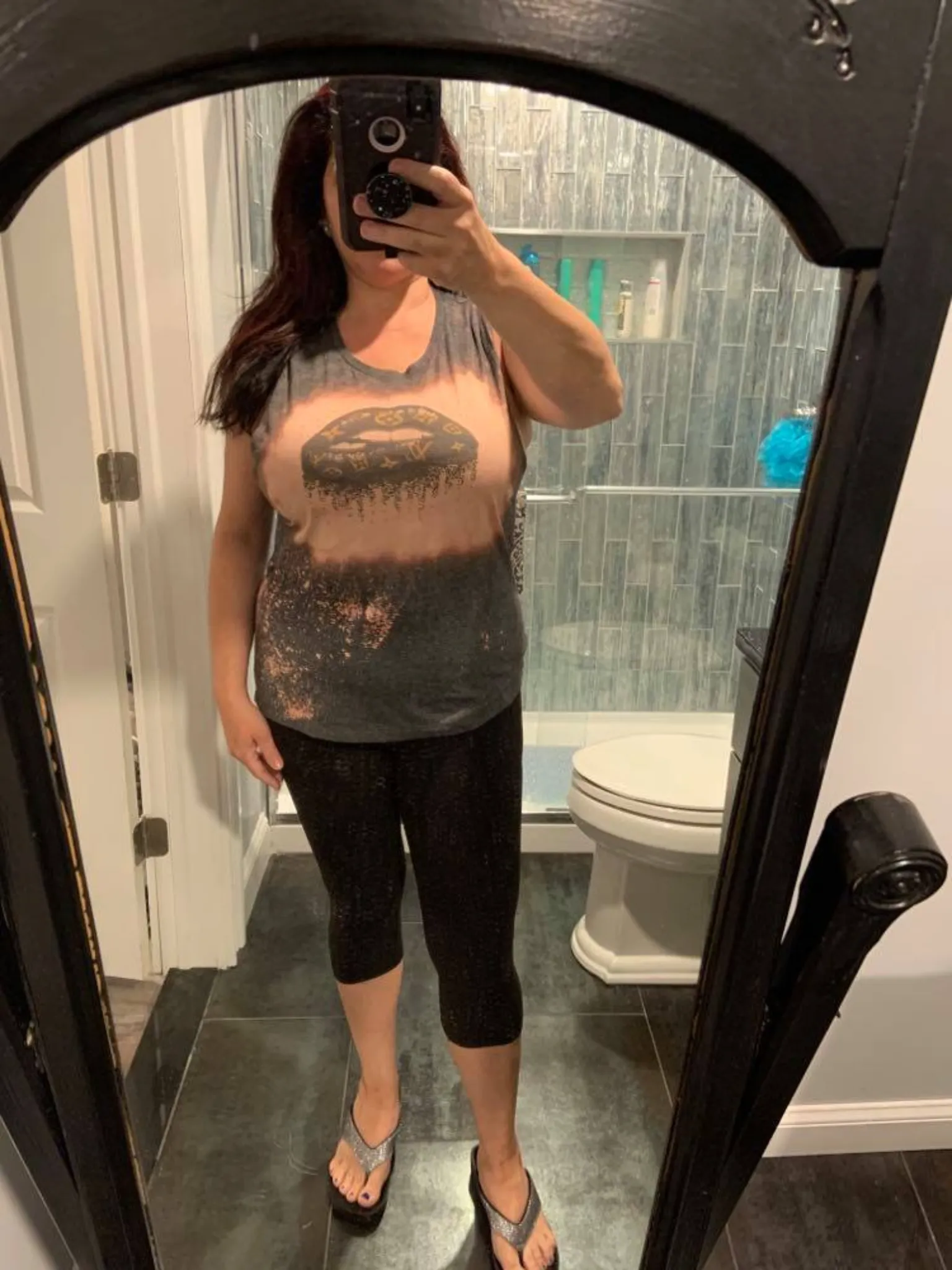 Acid Wash Dripping LV Lip Muscle Tank