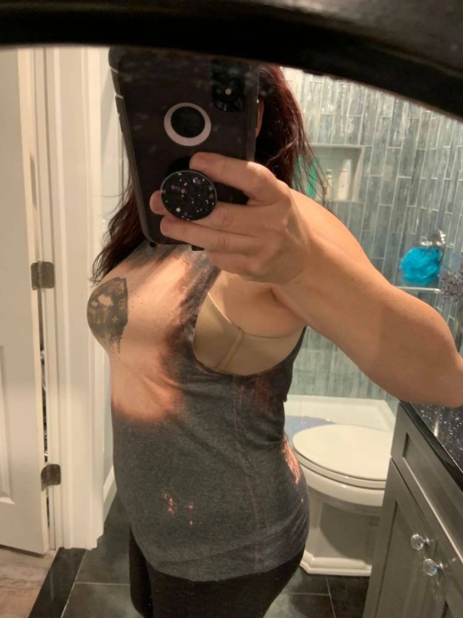 Acid Wash Dripping LV Lip Muscle Tank