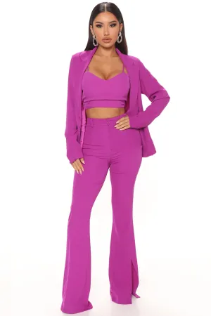 Adele 3 Piece Blazer Pant Set 34 - Purple