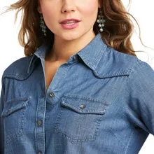 Ariat® Ladies Western Home Navy Long Sleeve Shirt 10037907