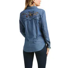 Ariat® Ladies Western Home Navy Long Sleeve Shirt 10037907