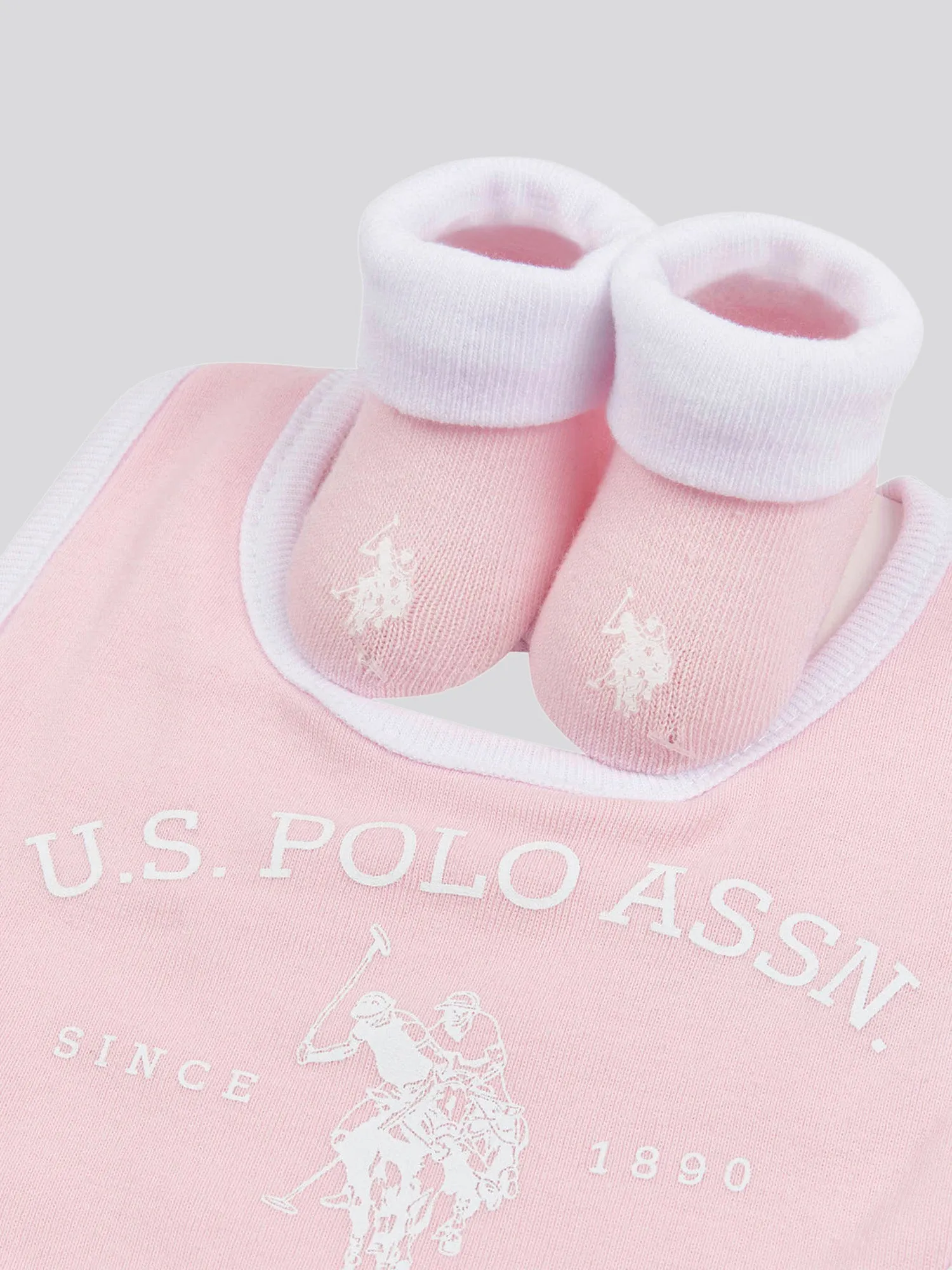 Baby Bib and Bootie set in Light Pink