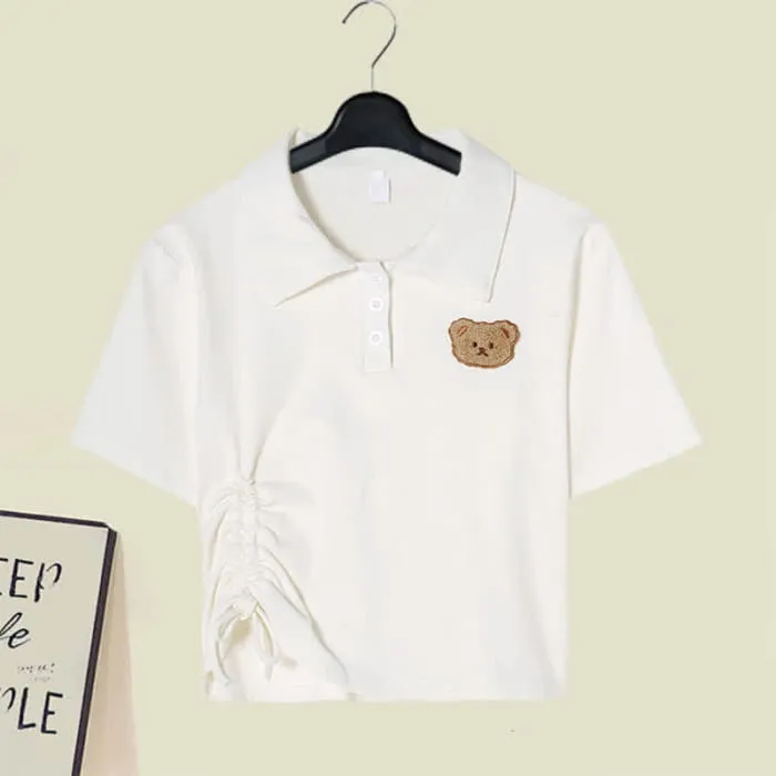 Bear Embroidery Polo T-Shirt Casual Pants