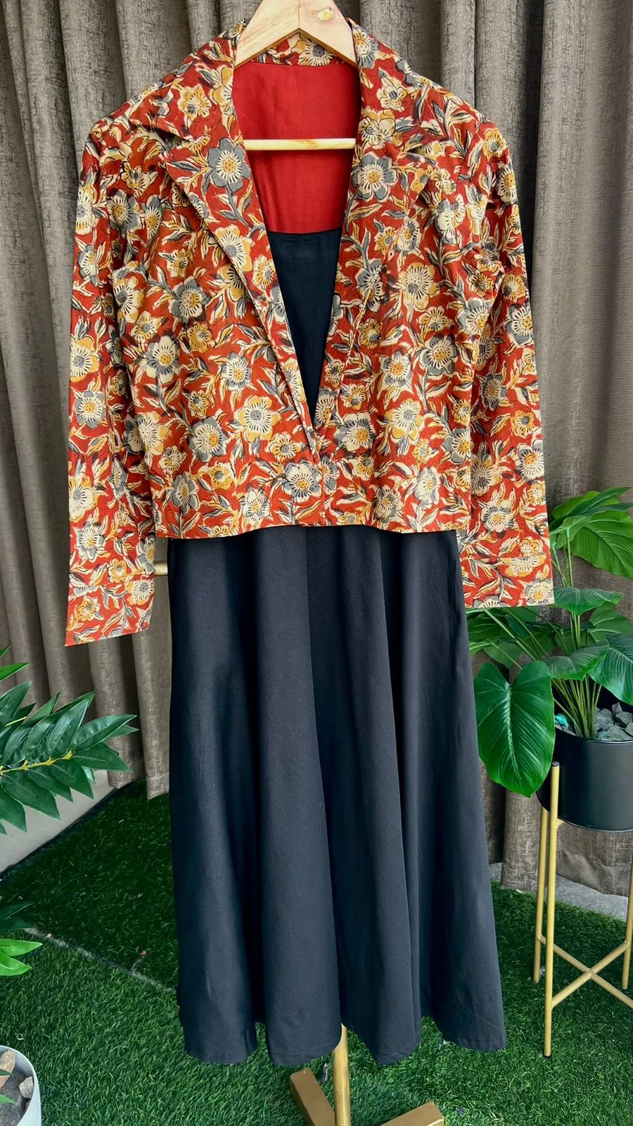 Black & red spaghetti dress & blazer coord sets