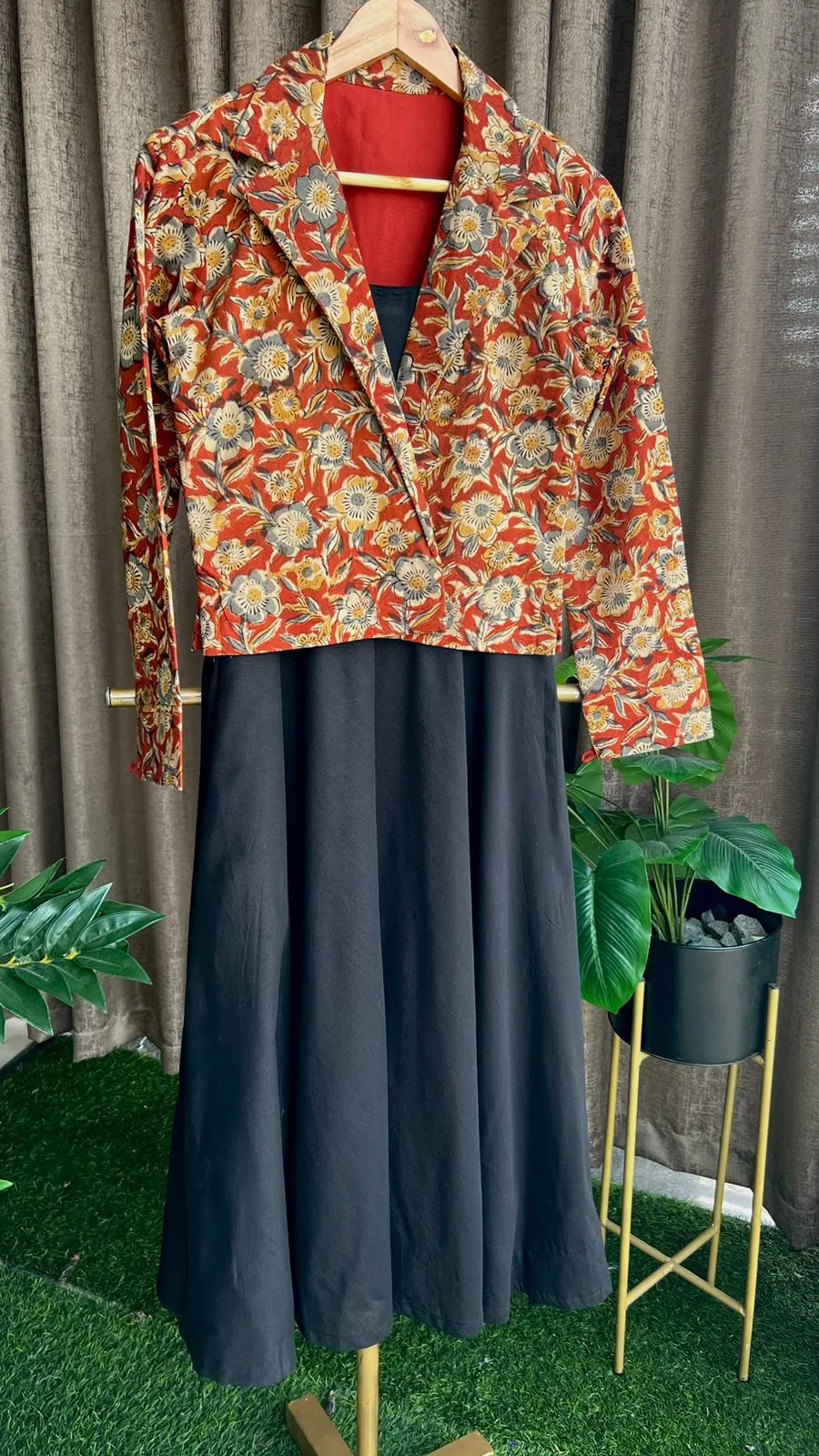 Black & red spaghetti dress & blazer coord sets