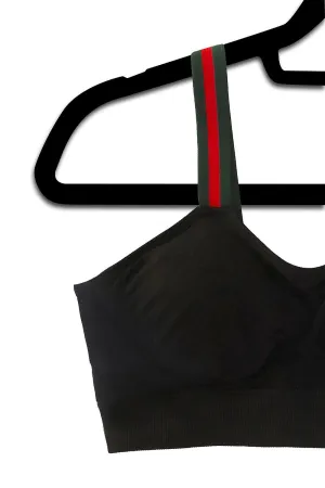 Black Bra, Green Stripe Strap