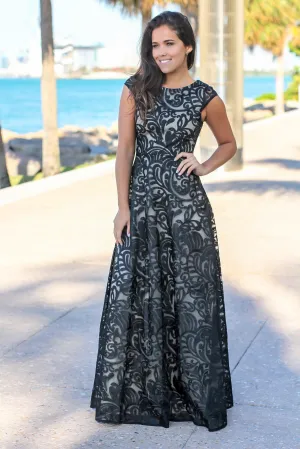 Black Embroidered Maxi Dress