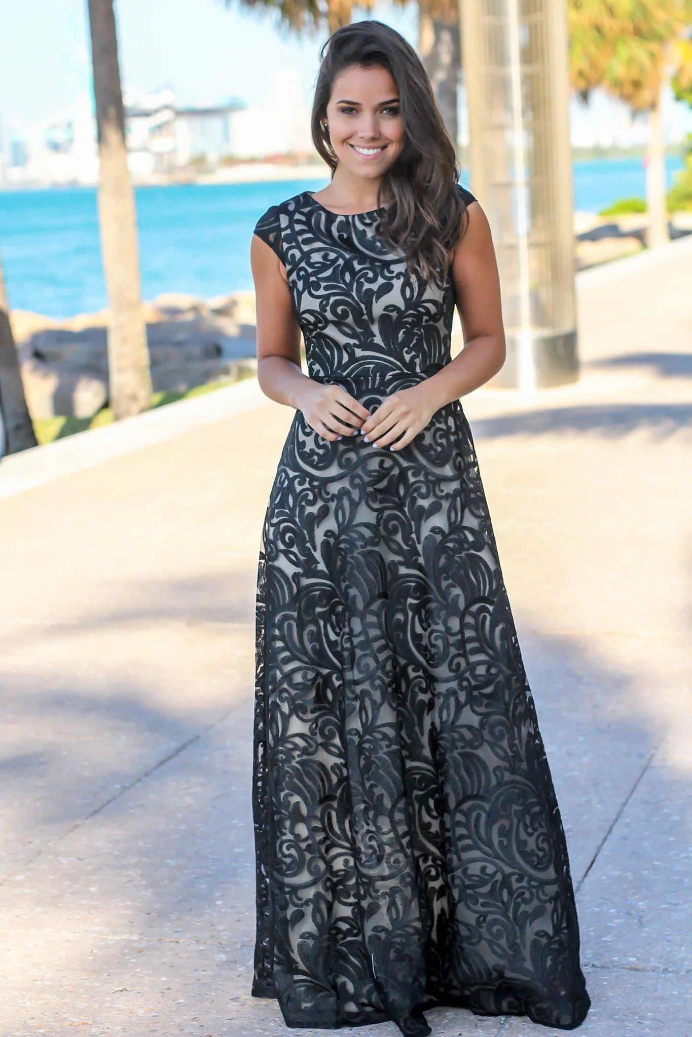 Black Embroidered Maxi Dress