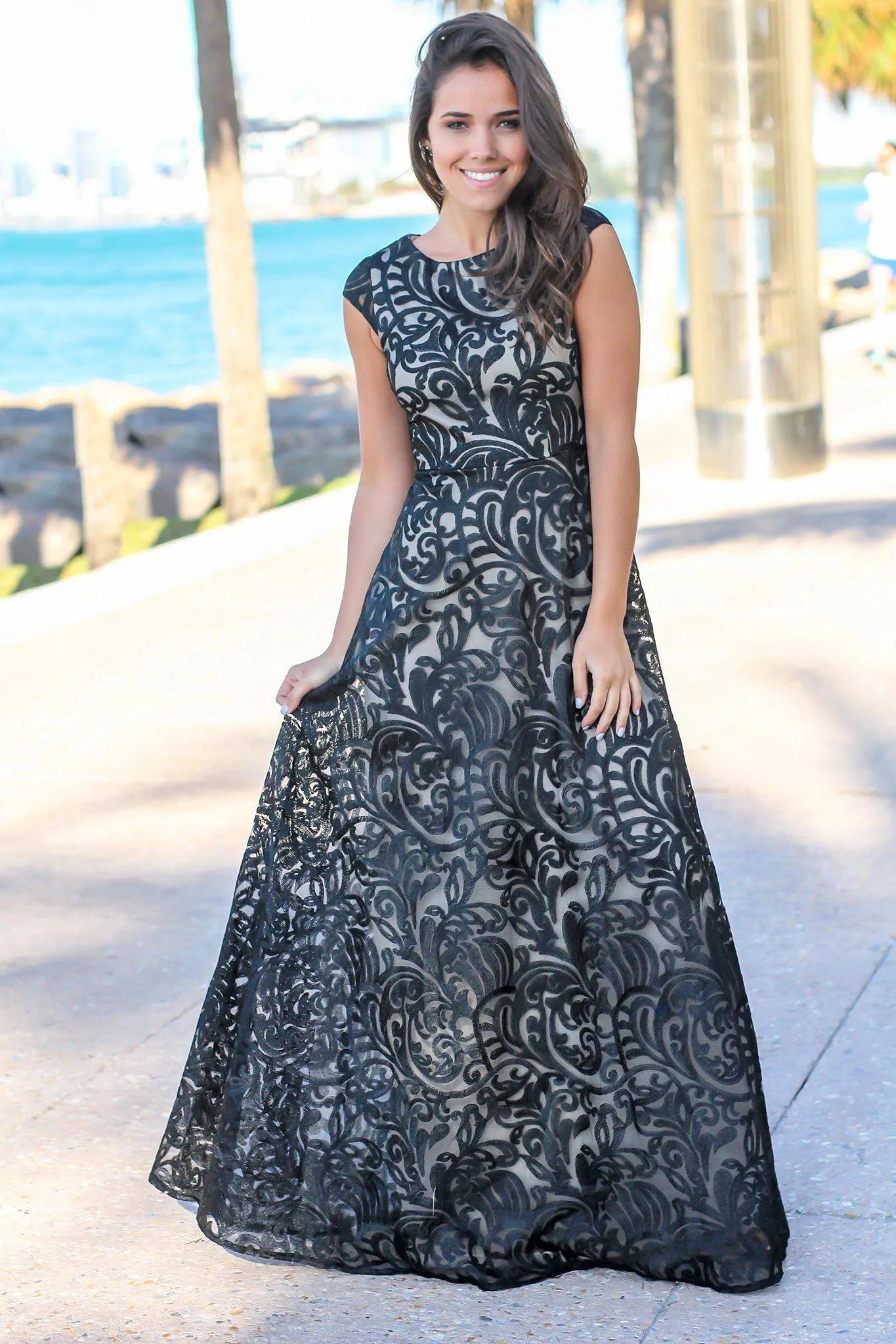Black Embroidered Maxi Dress