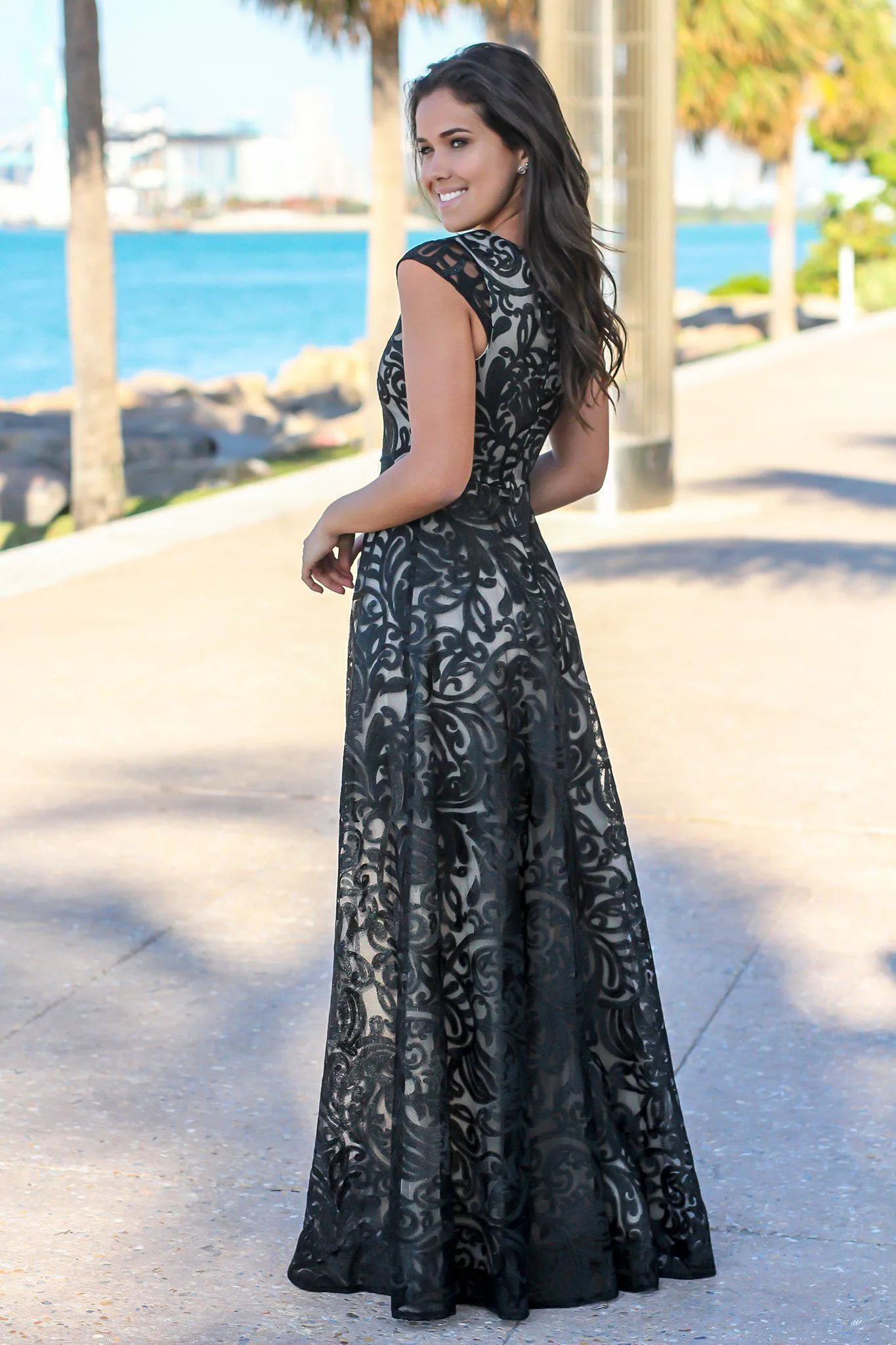 Black Embroidered Maxi Dress