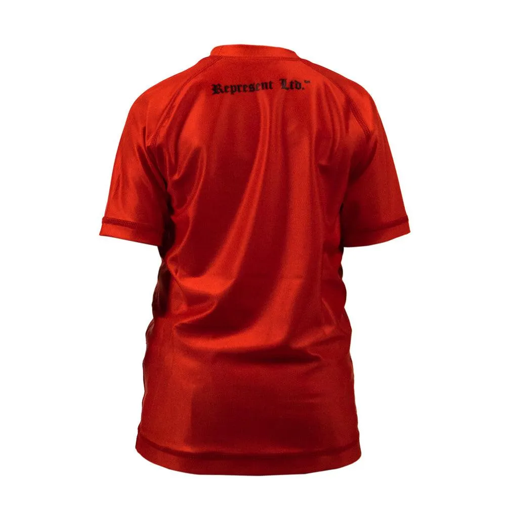 Black Gang Kids Jiu Jitsu Rash Guard Short Sleeve [RED X BLACK]