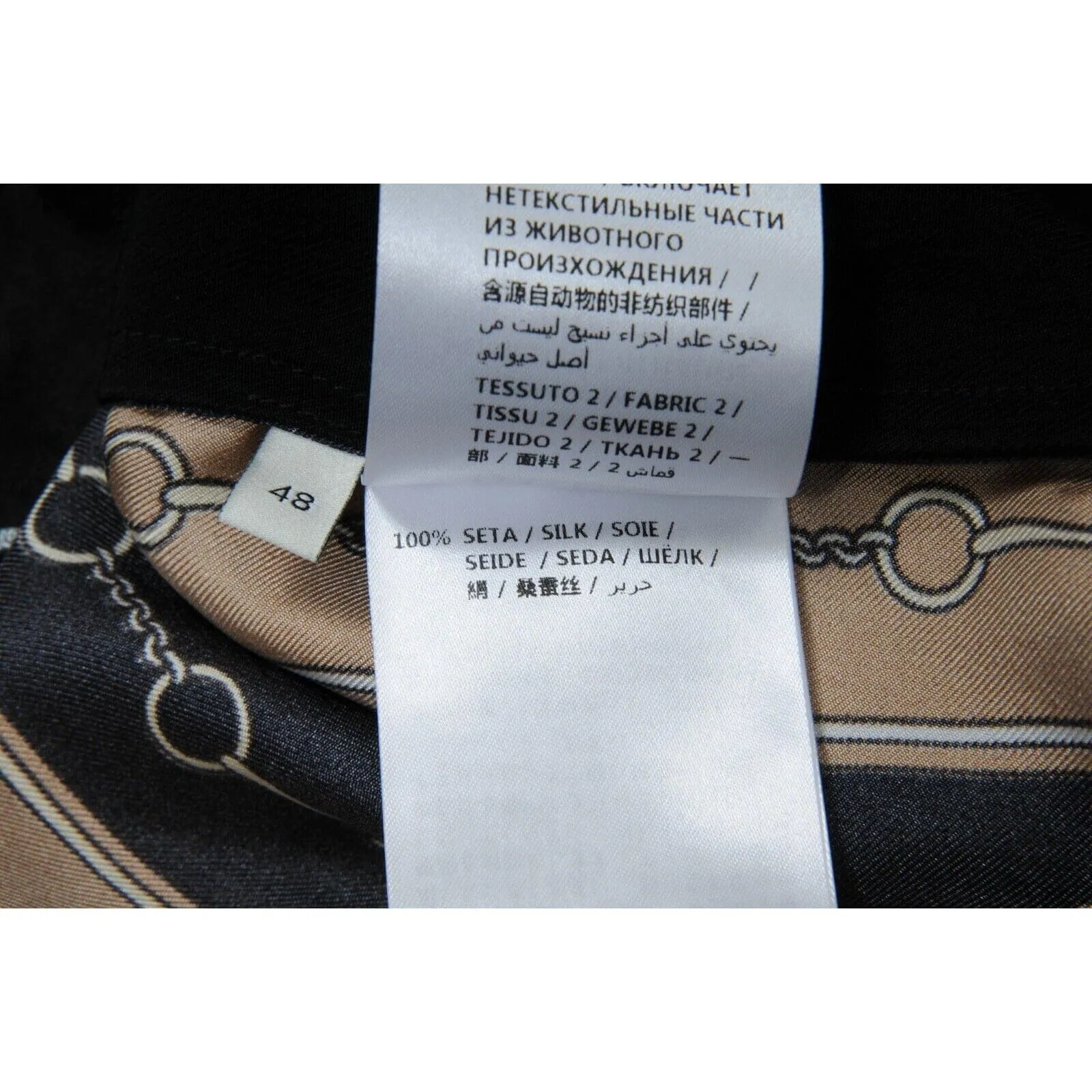 Black Gold Silk Acetate Horsebit Print Button Down Bowling Shirt