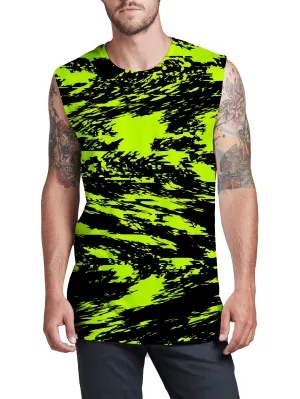Black Lime Bolt Glitch Men's Muscle Tank