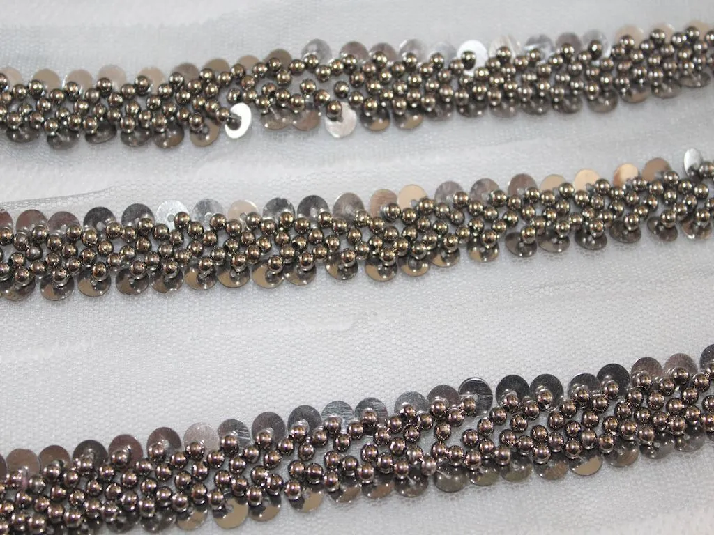 Black Pearl and Sequins Work Embroidered Border