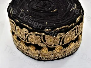 Black Velvet and Golden Flower Design Border