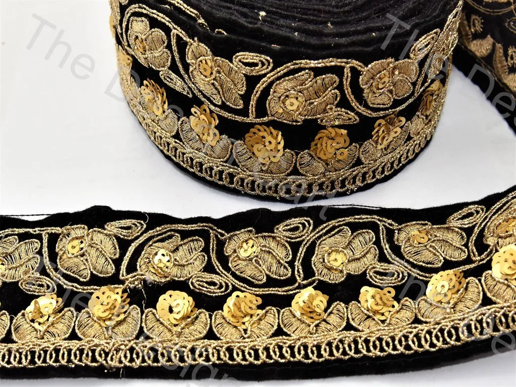 Black Velvet and Golden Flower Design Border