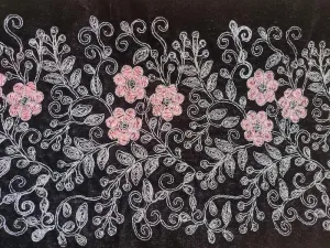 Black Velvet Border With Glitter Dori Work