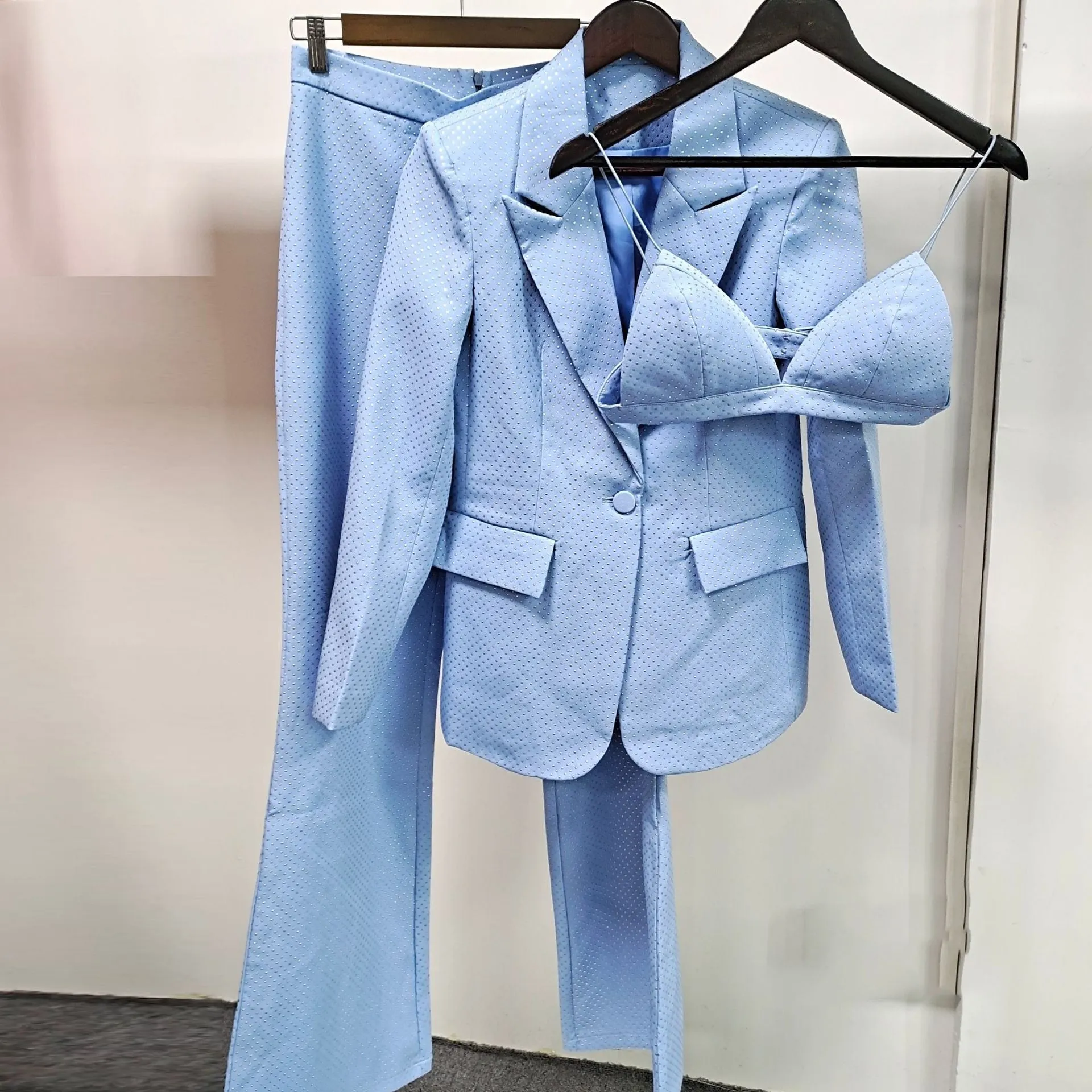 Blue Blazer 3pcs Pants Set