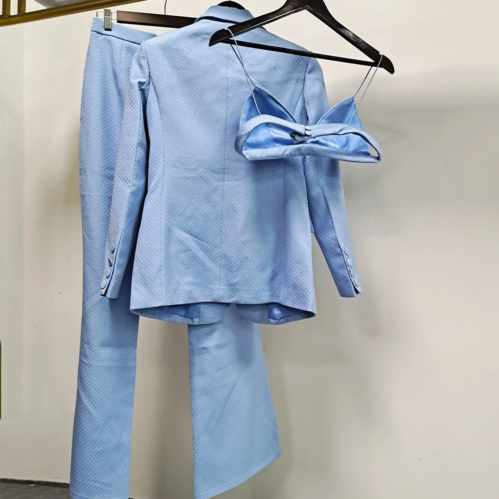 Blue Blazer 3pcs Pants Set