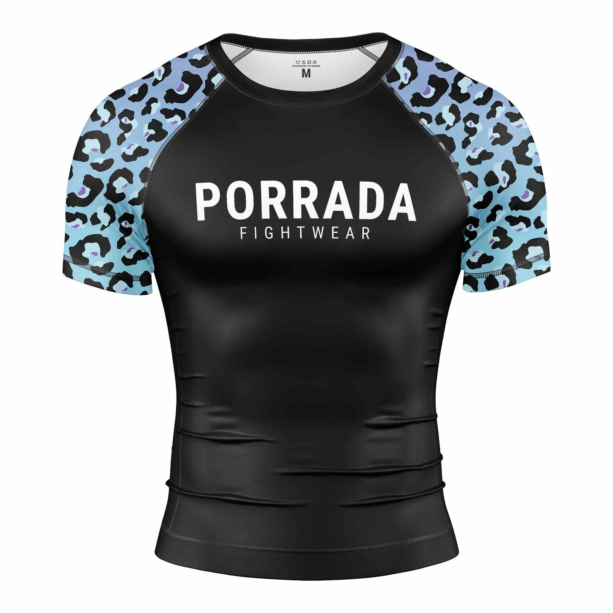 BLUE LEOPARD SHORT SLEEVE RASH GUARD