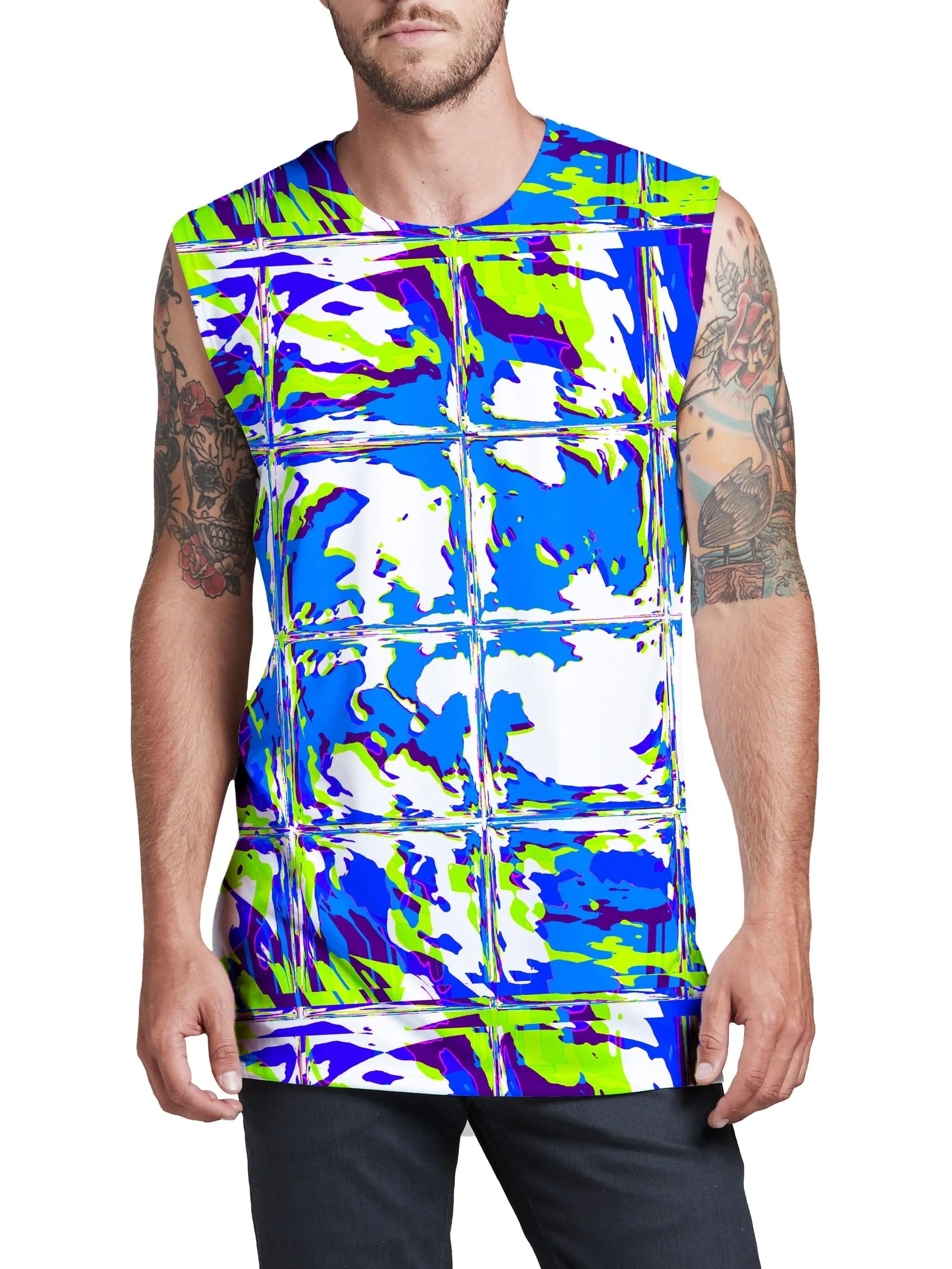 Blue Rave Glitch Men's Muscle Tank