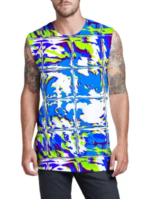 Blue Rave Glitch Men's Muscle Tank