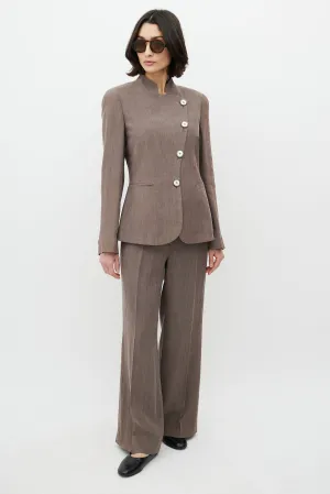 Brown Asymmetrical Pant Suit