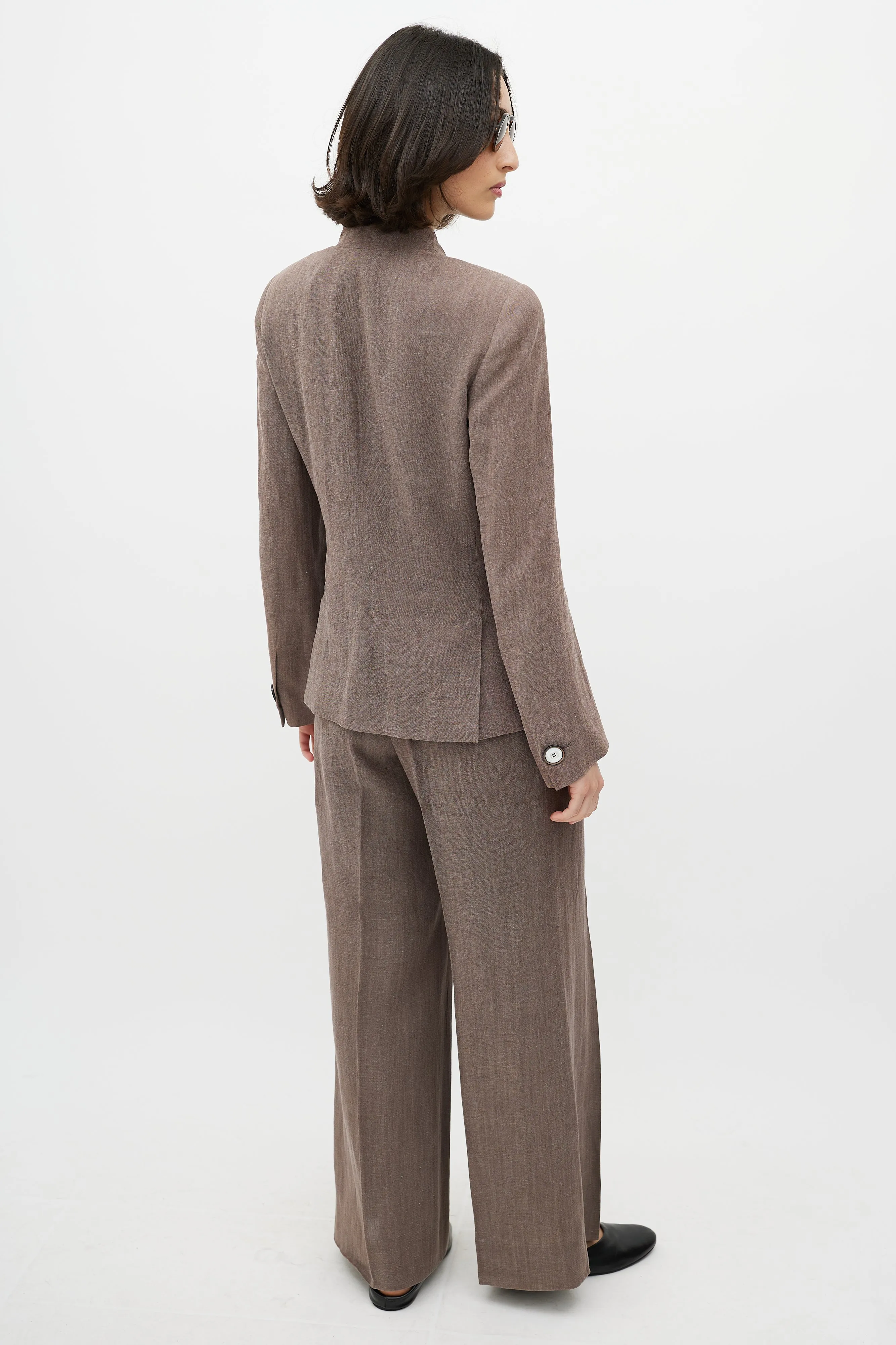 Brown Asymmetrical Pant Suit