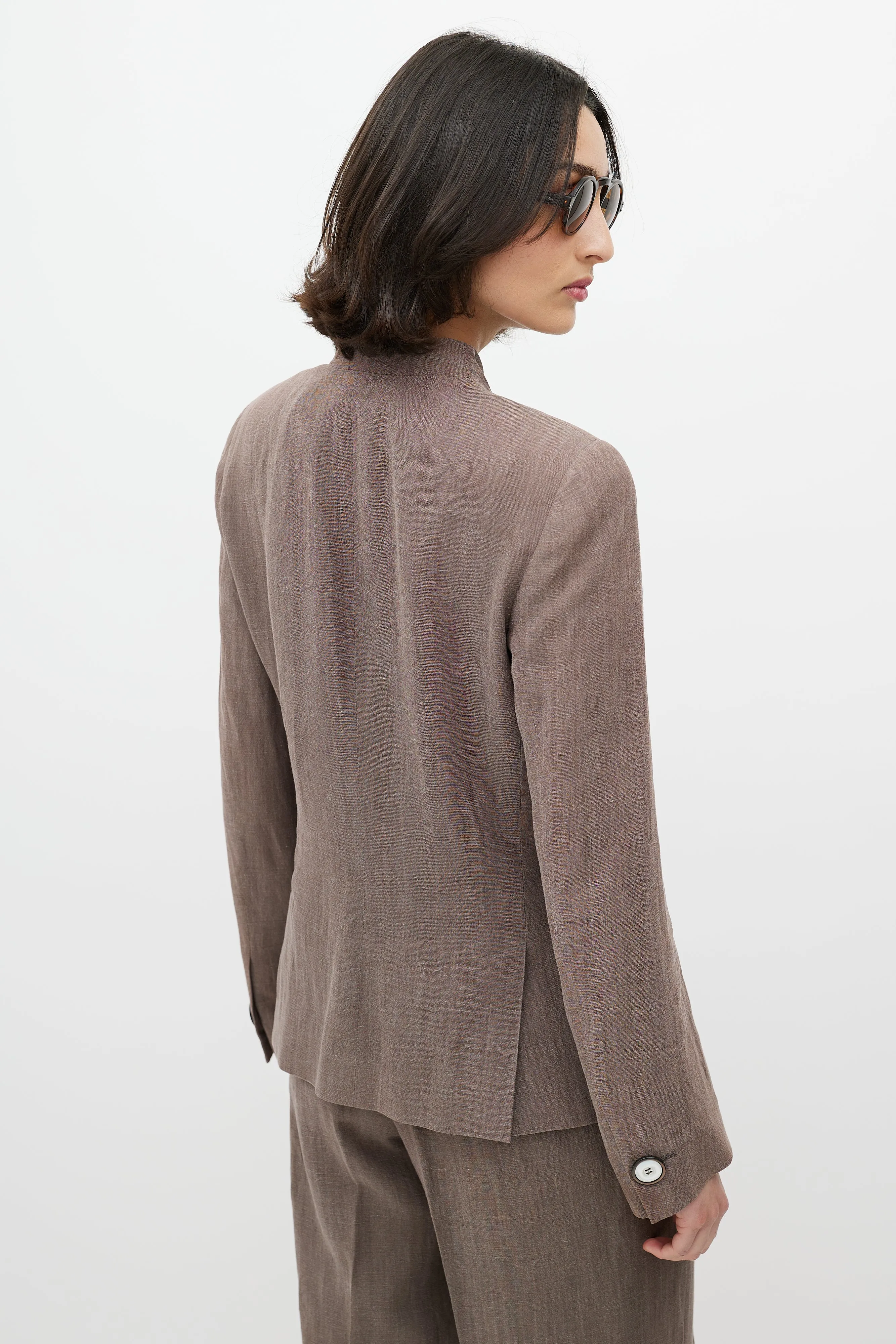 Brown Asymmetrical Pant Suit