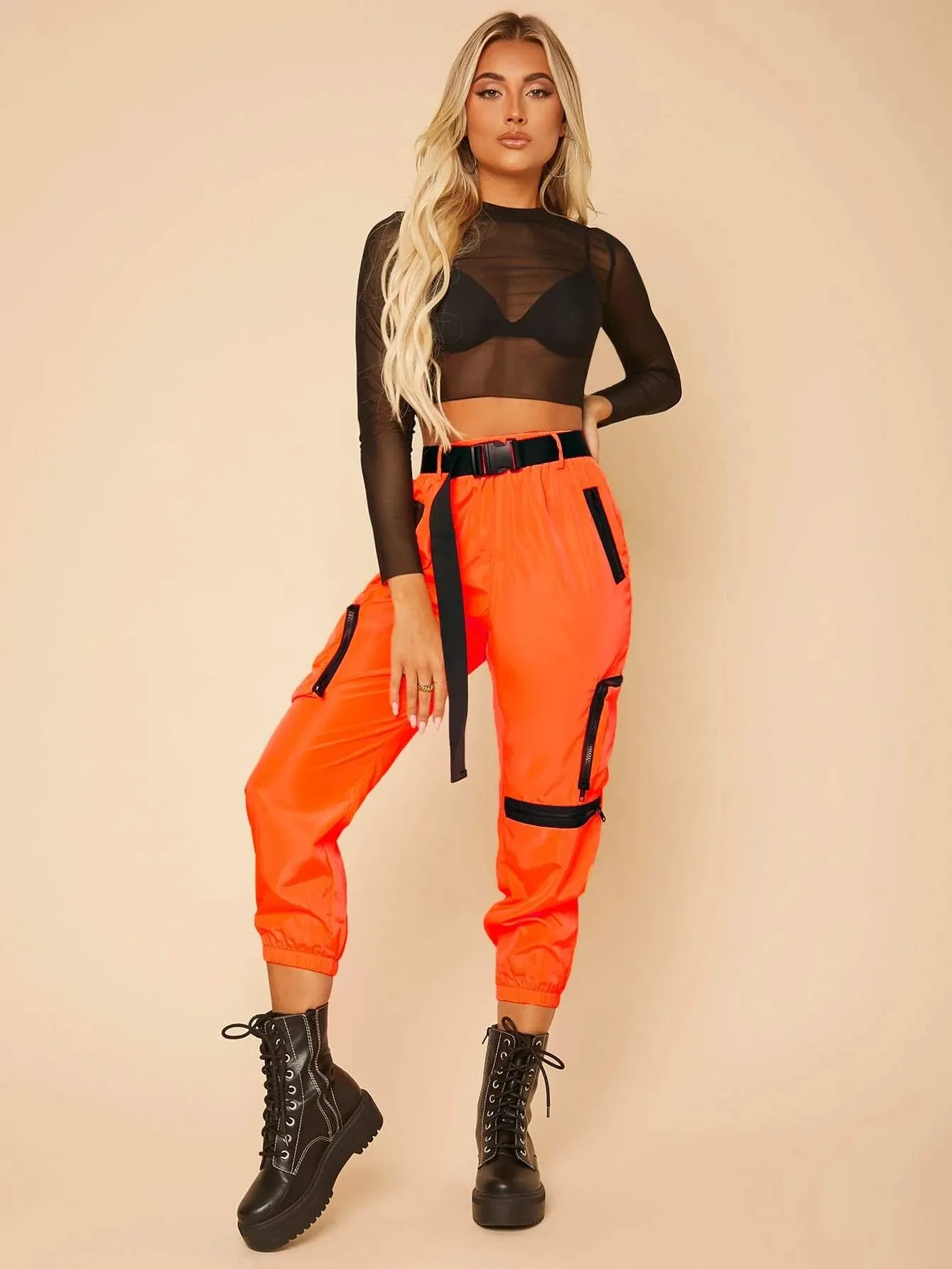 Buckle Belt Capris Cargo Pant
