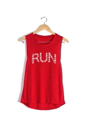 Candy Cane RUN Muscle Tank
