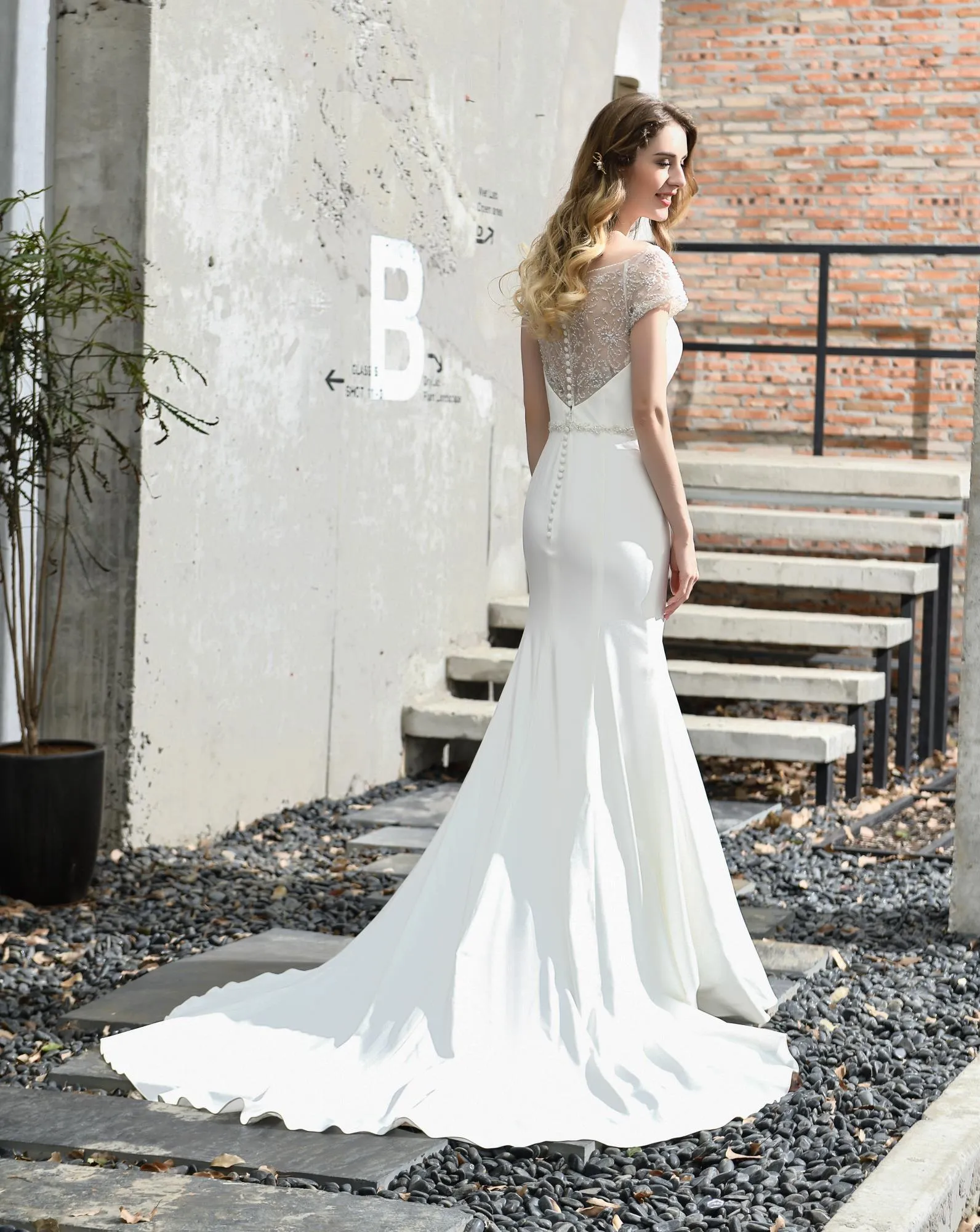 Cap Sleeve Bateau Mermaid Stain Evening Gowns