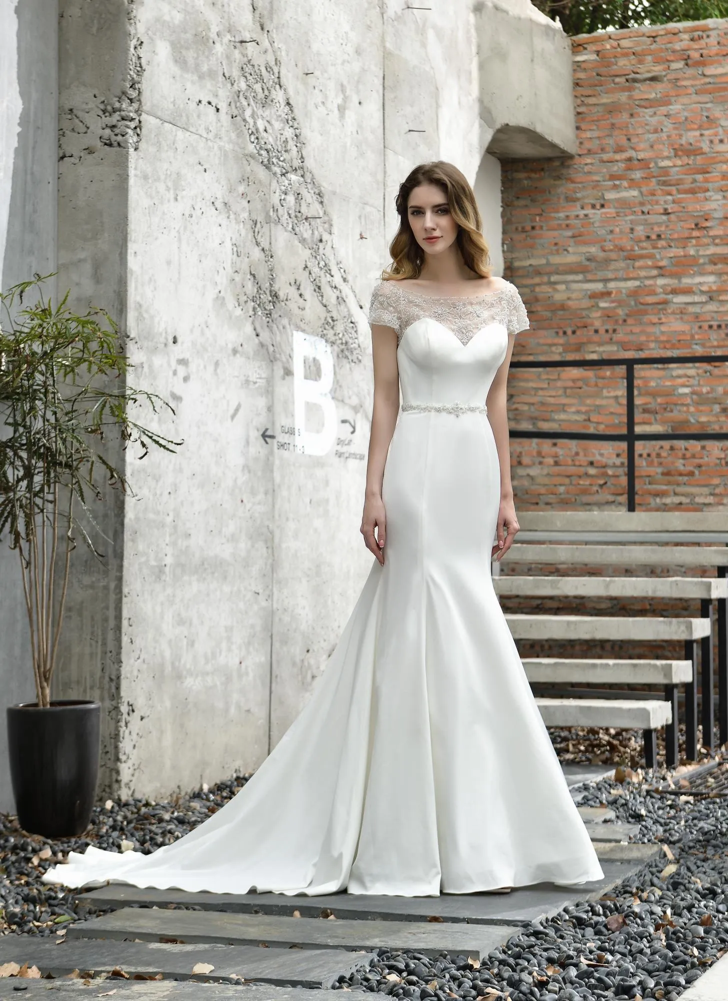 Cap Sleeve Bateau Mermaid Stain Evening Gowns