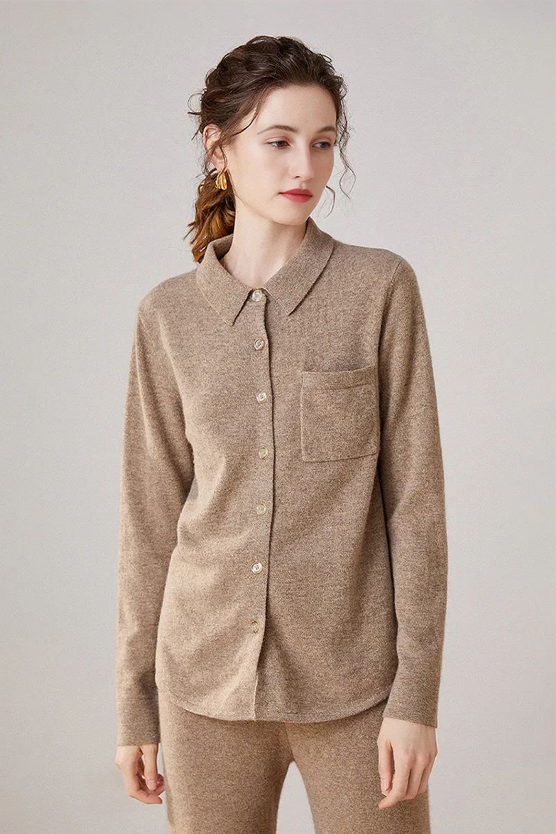 Casual 100 Cashmere Button Up Shirt