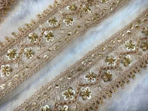 Cream Embellished Cutdana Trim