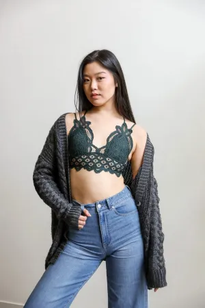 Crochet Lace Longline Bralette (Emerald)