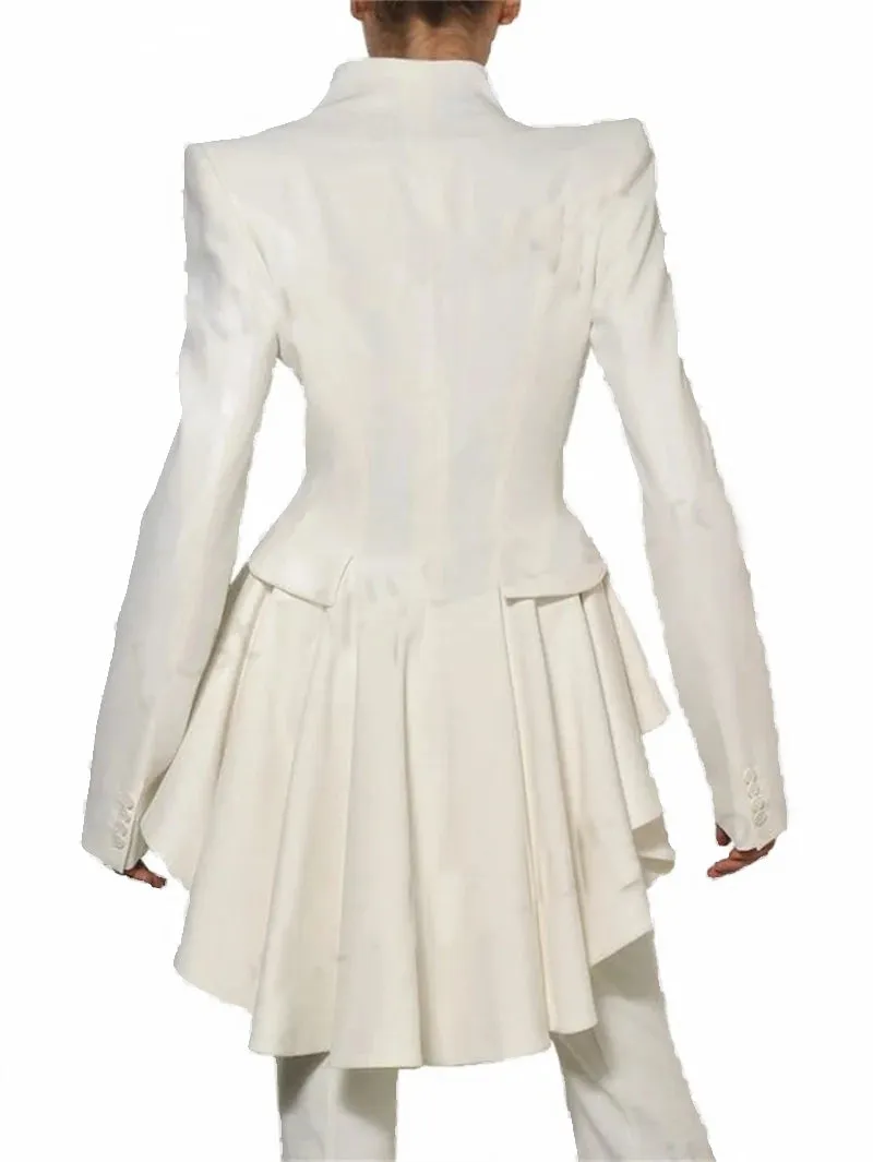 Custom Suits Spring Summer White Hi-Lo Women Suits Set For Wedding and Formal Party