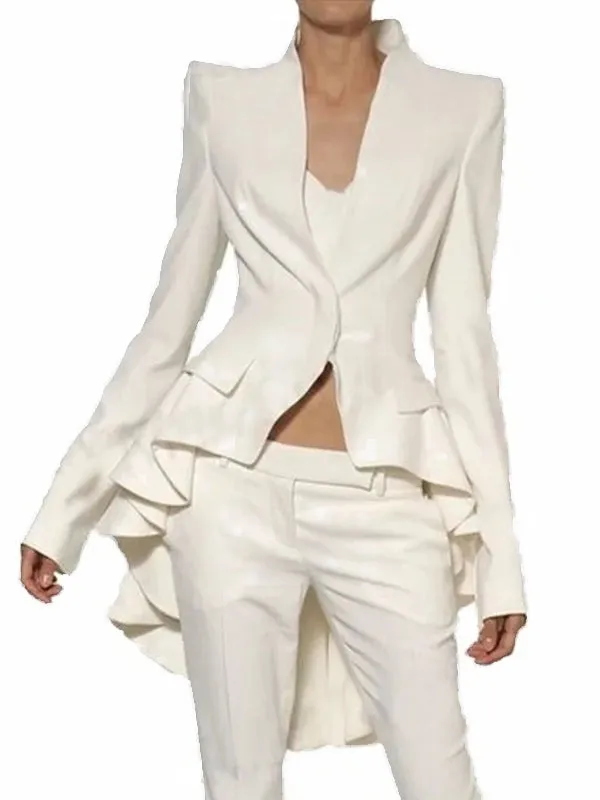 Custom Suits Spring Summer White Hi-Lo Women Suits Set For Wedding and Formal Party