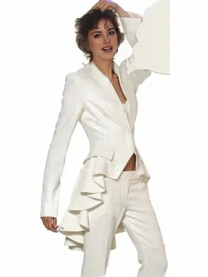 Custom Suits Spring Summer White Hi-Lo Women Suits Set For Wedding and Formal Party