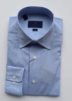 David Donahue Blue Gingham Dress Shirt (Trim Fit)