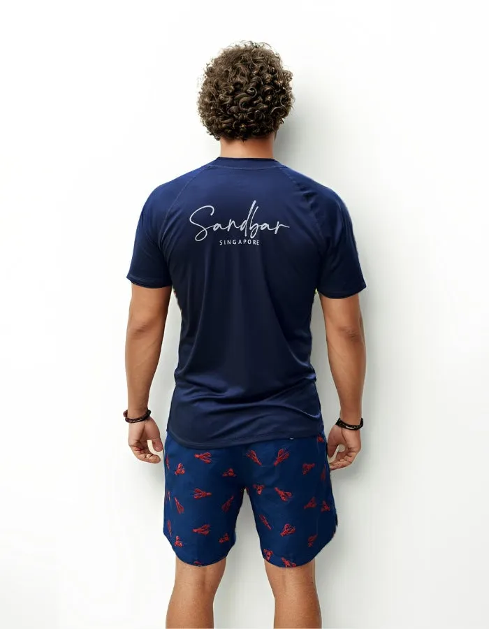 Deep Blue Short Sleeved Mens Rash Guard